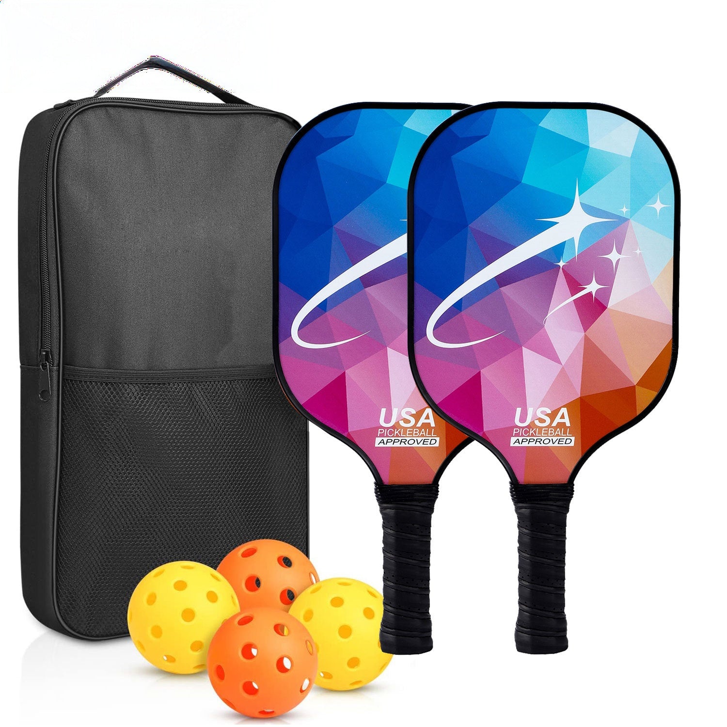 PickAway Vibrant Fiberglass Pickleball Paddle – Lightweight PP Honeycomb Core Racket (213g)