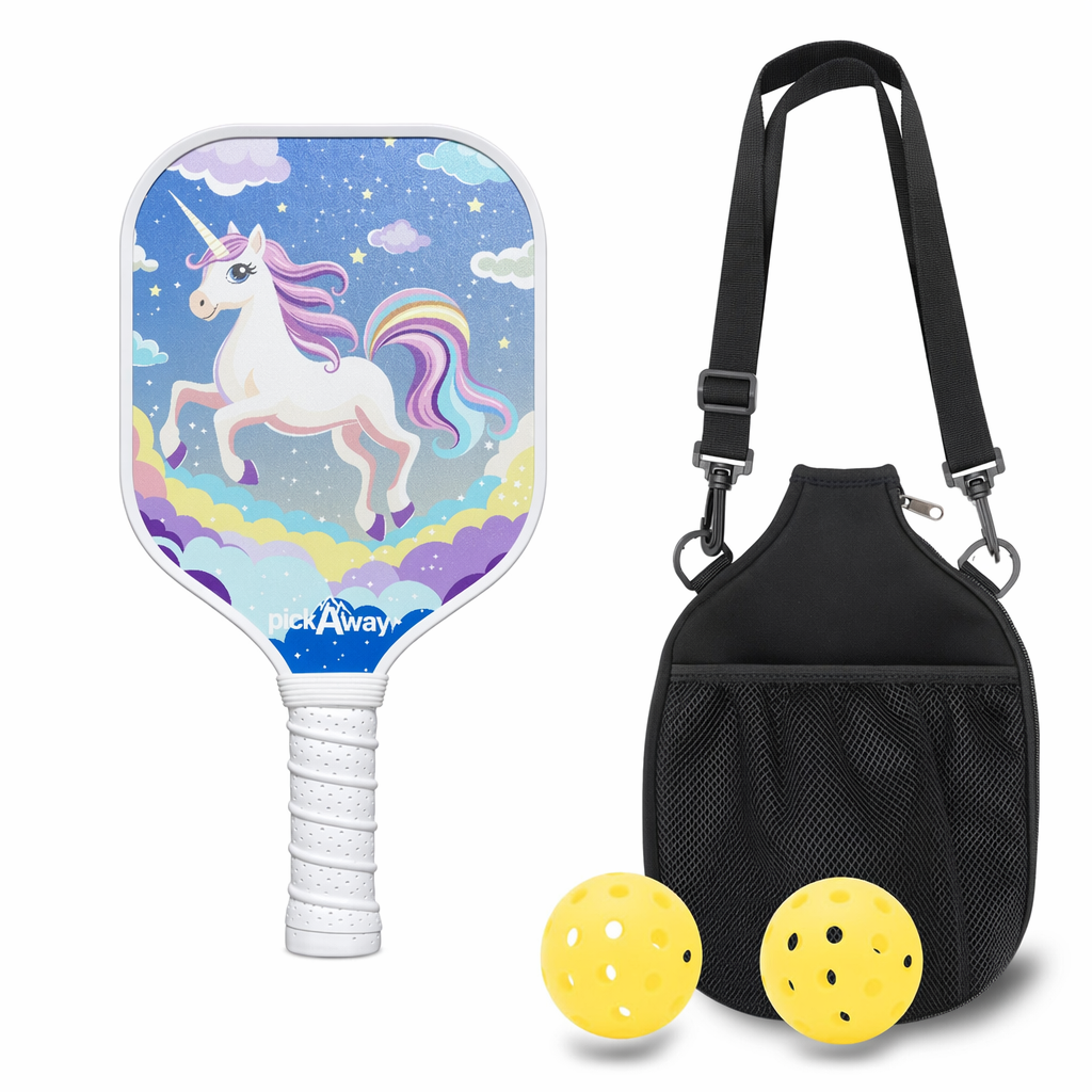 pickAway Kids Mini "My Little Pony" Pickleball Paddle – Lightweight 185g Fiberglass Racket for Children